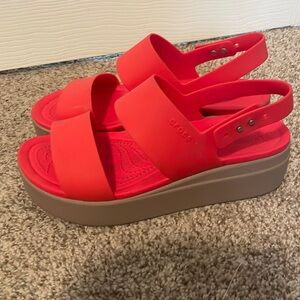 Red croc sandals